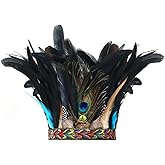 DAZCOS Peacock Feather Headband Headpiece Fascinator Headdress 1920s Gatsby Cosplay Headwear