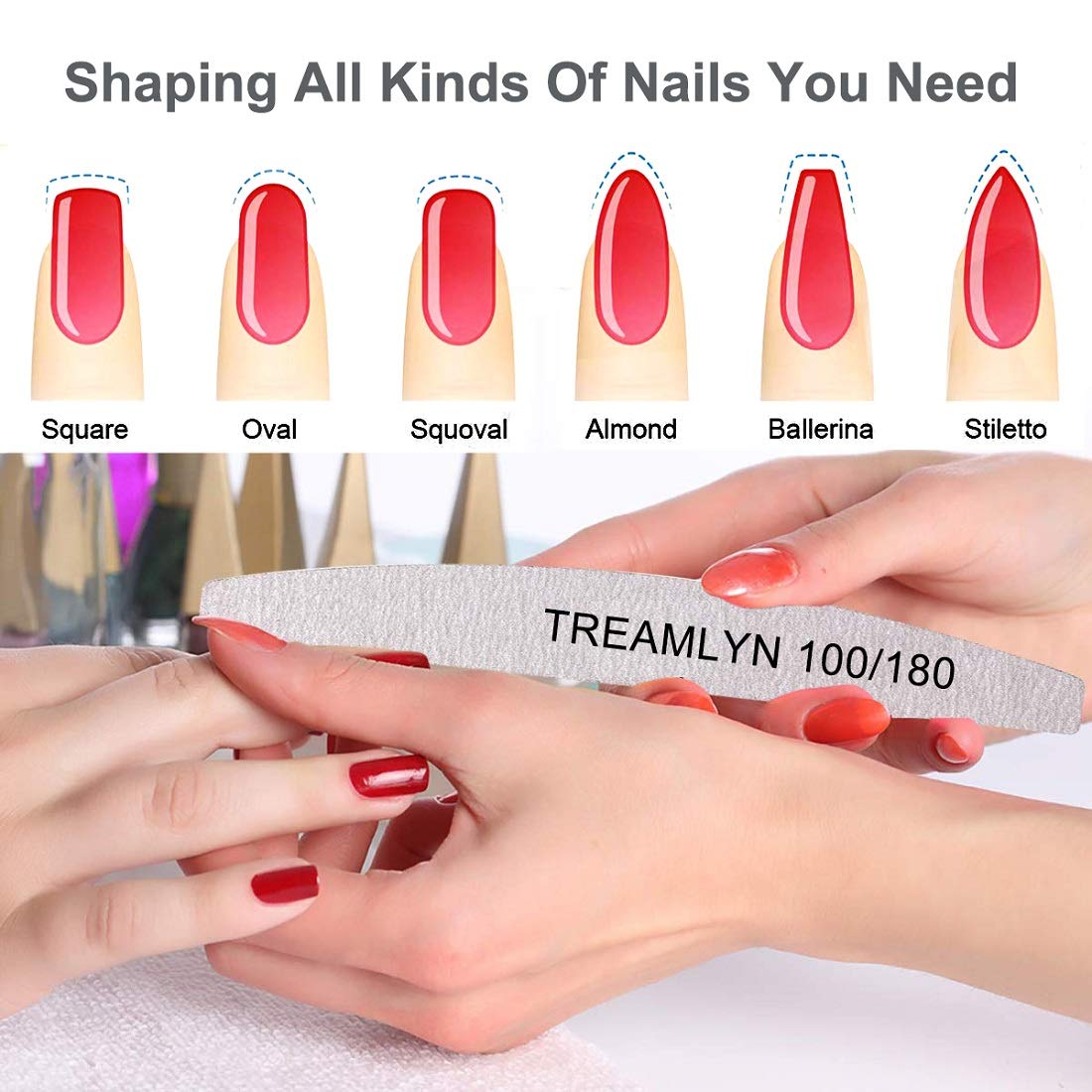 10 Pcs Rough Nail File 100/180 Grit, Heavy Duty Nail Files for Acrylic/Natural Nails, Emery Boards for Nails, Strong Finger Nail Filler, Coarse Nail File for Home and Salon Use : Beauty