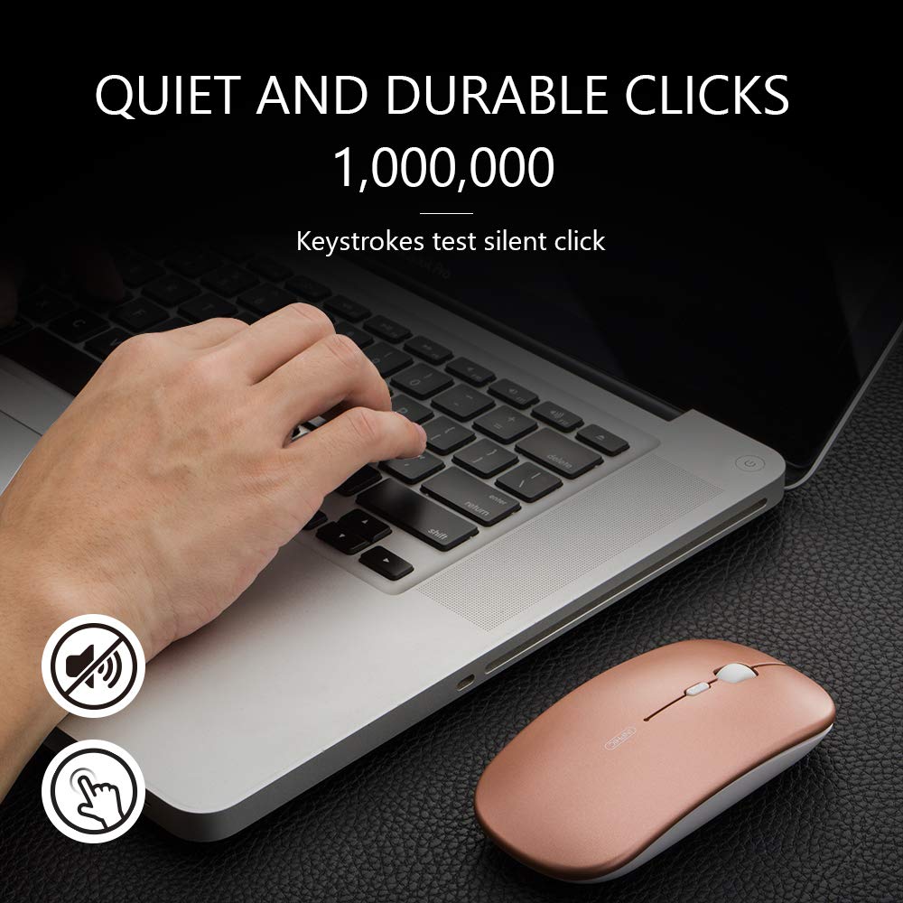 Rechargeable Wireless Mouse Mini Cordless Mice with USB Nano,Silent Click, Ultra Light & Slim for Dell/Apple/HP/Thinkpad PC Computer,Laptop,MacBook Rose Gold