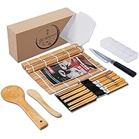 Delamu Sushi Making Kit, Bamboo Sushi Mats With Sushi Knife, Sushi Rolling Mat including 2 Bamboo Sushi Mats, 2 Temaki…