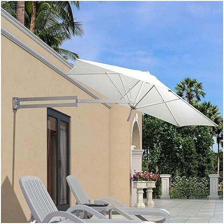 Lty Patio Garden Parasols Umbrella Awnings Portable Parasols Wall Mounted Aluminium Patio Umbrella Outdoor Garden Balcony Tilting Sunshade Umbrella White Amazon Co Uk Garden Outdoors