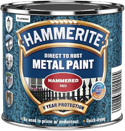 Hammerite 5092961 Metal Paint Red Hammered 250ml Direct to Rust