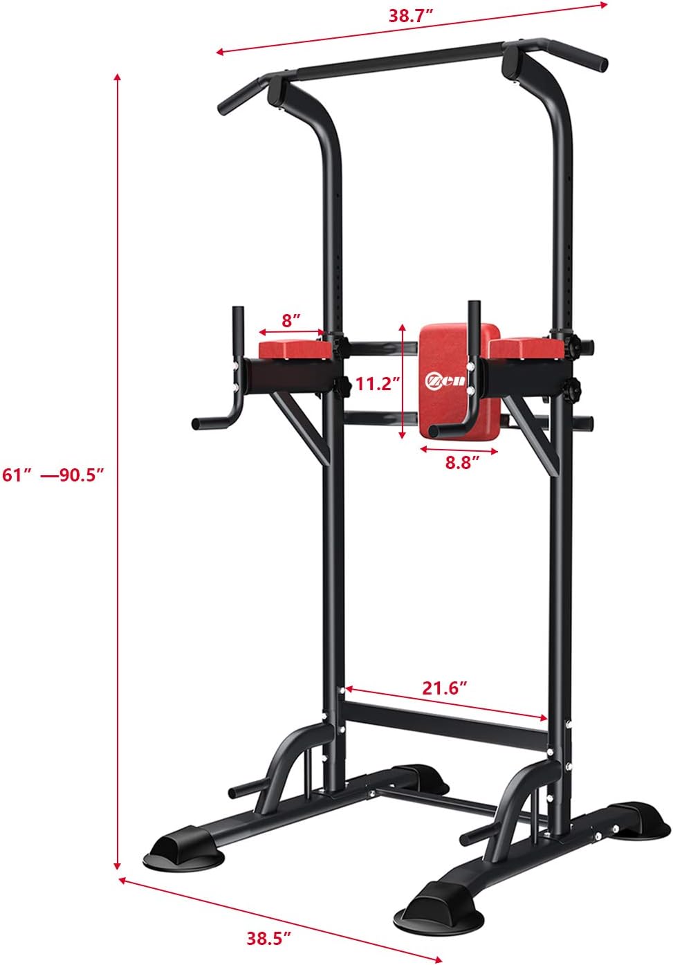 ZENOVA Power Tower Pull Up Bar Station - Dip Stand Pull up Tower Height Adjustable Strength Training Equipment for Whole Body Workout : Sports & Outdoors