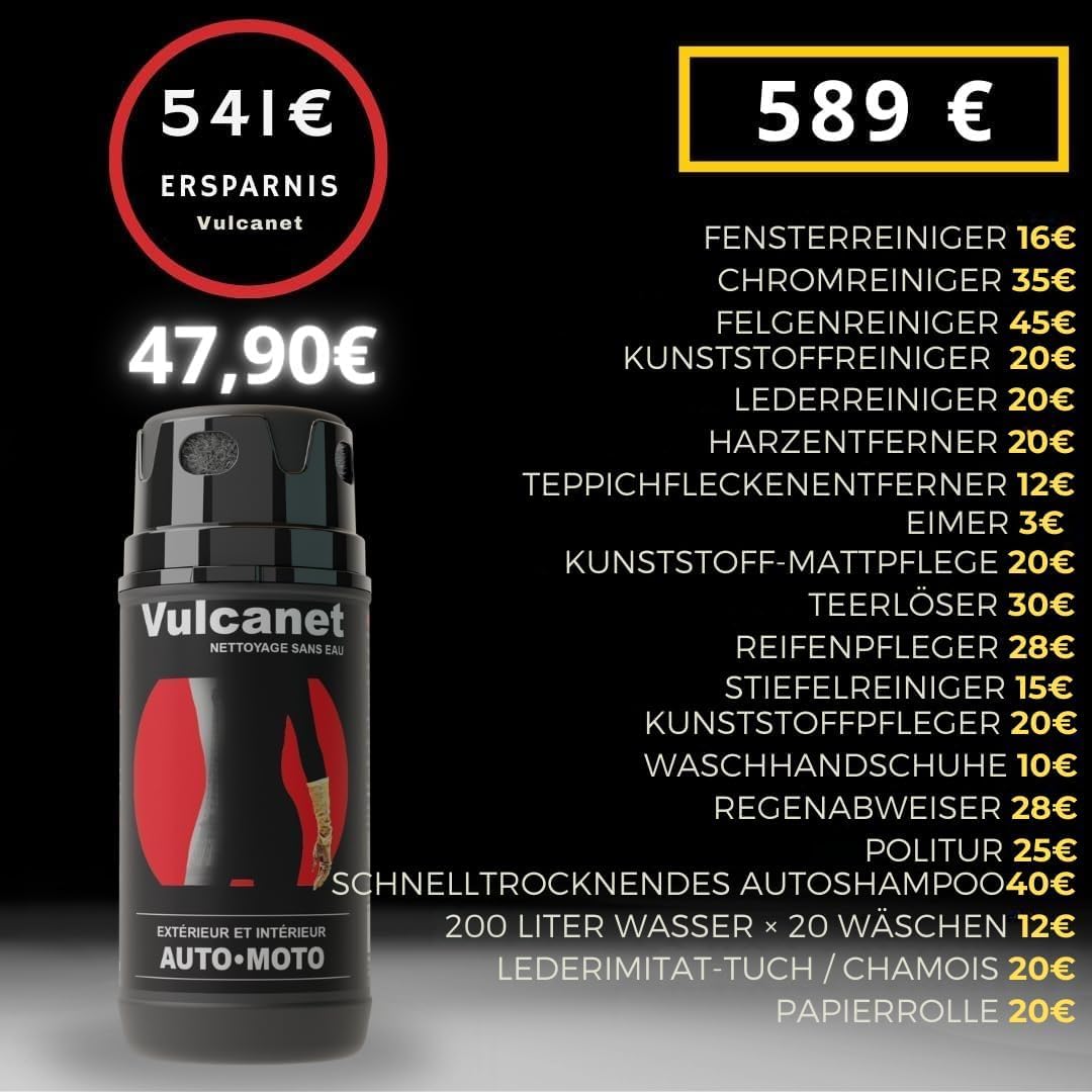 VULCANET Auto & Motorrad Reinigungsset für Experten, 80 Reinigungstücher + Inklusive Mikrofaser & Detailing Bürste – Reinigt, Poliert, Schützt – All-in-One Reiniger Karosserie, Felgen, Innenraum 8