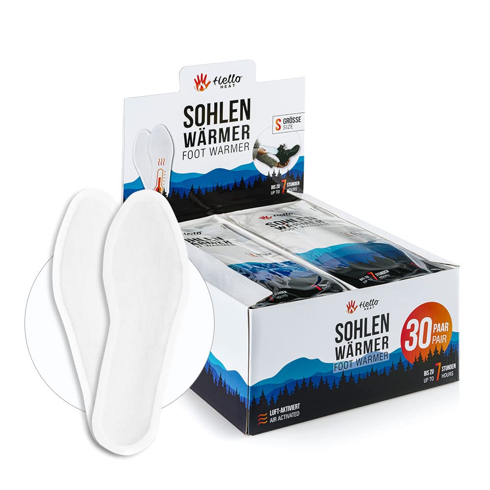 30 pairs of cosy, soft warm foot warmers, small. Comfortable heat pack heat pad. 7 hours soothing heat. Pack of 30. Size S