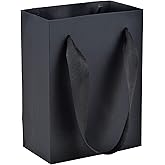 HUAPRINT 30 Pack Black Gift Bags with Ribbon Handles,4.5x2.5x6 inch Paper Bag Bulk for Shopping Party Favor Merchandise Business Wedding Craft Retail Holiday