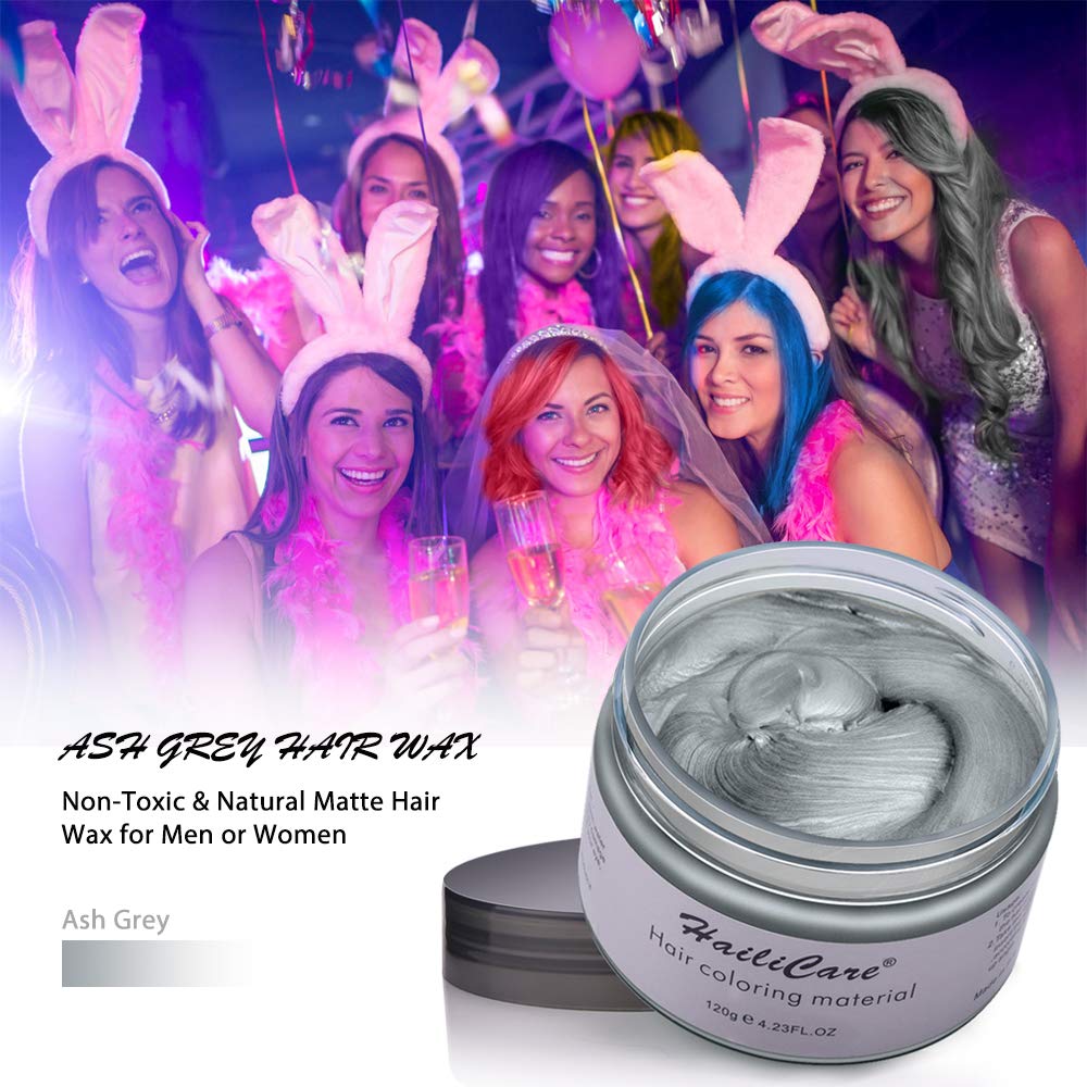Silver Gray Temporary Hair Dye Wax 4.23 oz, HailiCare Instant Colored Hair Color Wax, Natural Hair Pomades Hairstyle Cream Coloring Clay for Men and Women Party, Festival, Cosplay & Halloween: Beauty