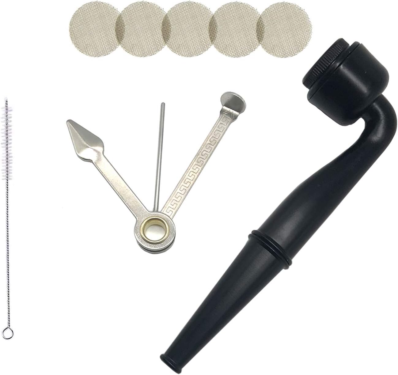 Mini Herbal Metal Pipe Detachable Pipe for Herb Leaves with 3-in-1 Cleaning Tool Brush Tool (Black) Good Easter, Birthday, Father’s Day Gift