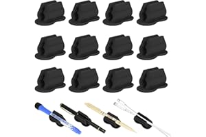 Biottro Adhesive Pen Pencil Holder for Desk Wall, 12PCS Marker Holder for Whiteboard Silicone Pen Holder for Clipboard Office Essentials Teacher Supplies (12PCS Black)