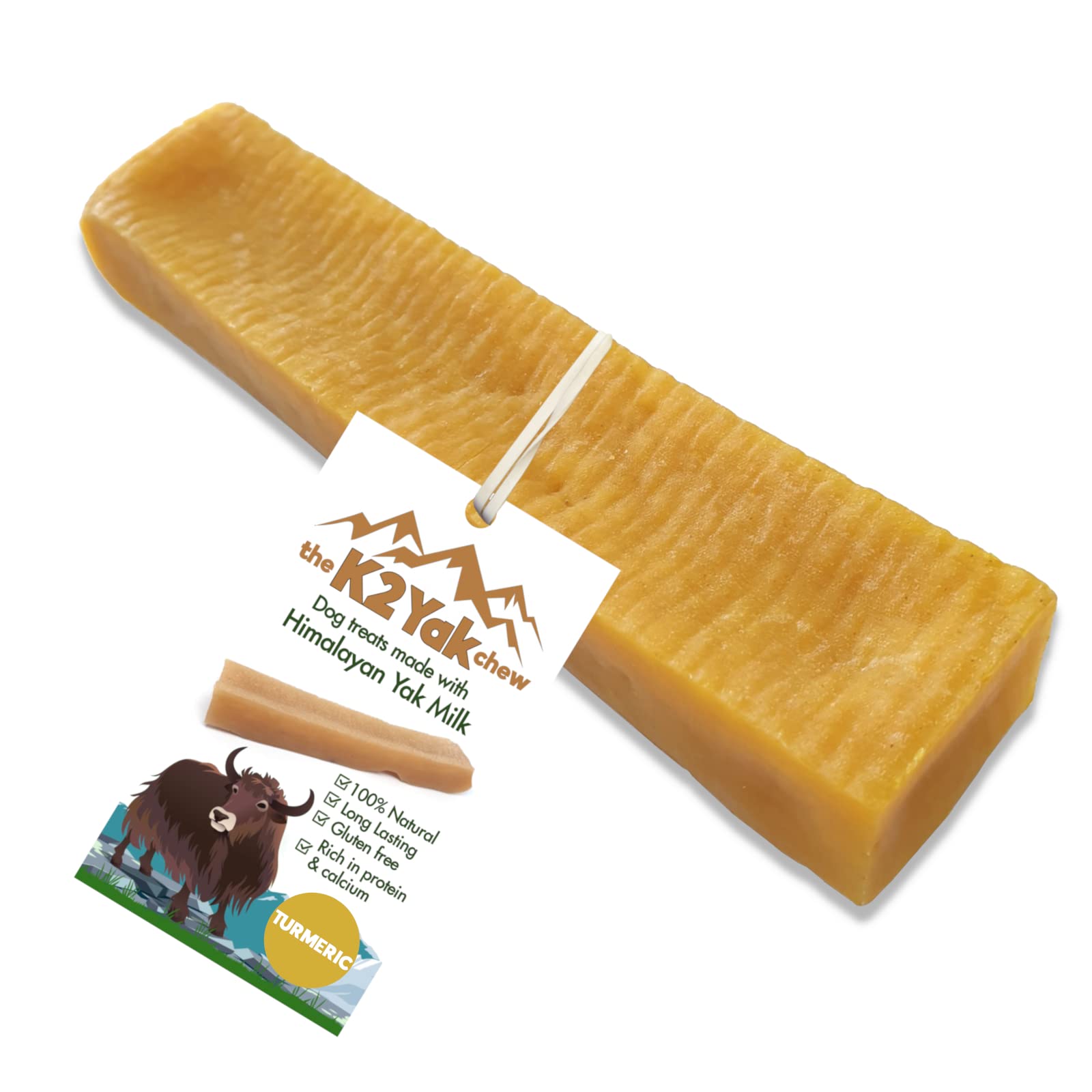 K2 Yak Chews 100% Natural Long Lasting Dog Treats Turmeric Flavour Large Chew 100-120g Pack of 1