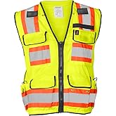 Ironwear 1278FR-L-05-2XL ANSI Class 2 Flame Retardant Polyester Surveyor SAFETY Vest with 2" Silver Reflective Tape, Lime, 2X-Large