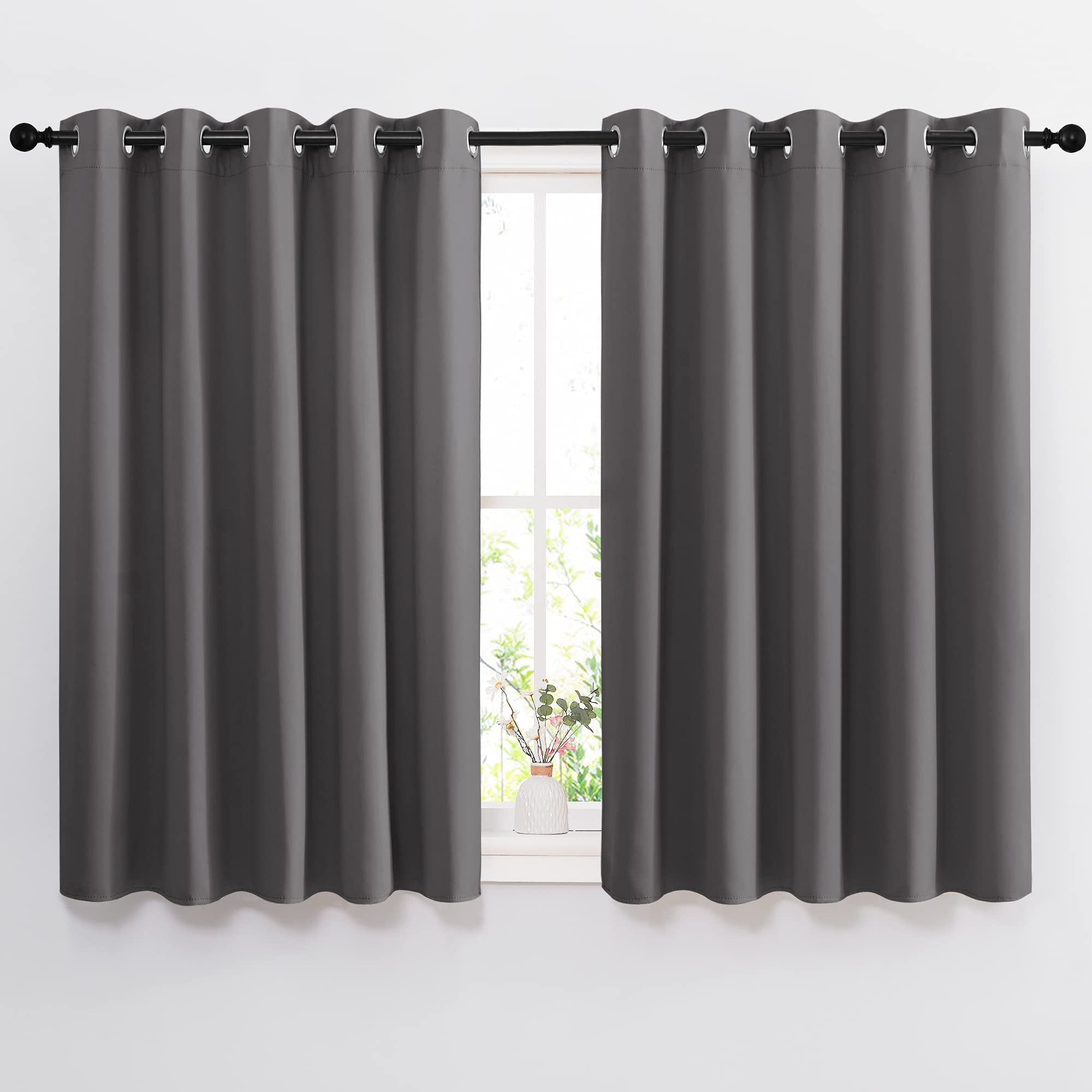 Photo 1 of NICETOWN Bedroom Blackout Curtains Panels - Window Treatment Thermal Insulated Solid Grommet Blackout for Living Room (Set of 2, 66 by 54 Inch, Grey)