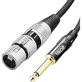 TISINO Female XLR to 1/4 Mono Microphone Cable, Unbalanced XLR Female to 6.35mm TS Jack Mic Cord for Dynamic Microphone - 6.6