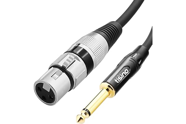 TISINO Female XLR to 1/4 Mono Microphone Cable, Unbalanced XLR Female to 6.35mm TS Jack Mic Cord for Dynamic Microphone - 6.6