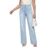 ZPIUO Wide Leg Jeans Woman, High Waisted Jeans for Women Trendy Stretchy Baggy Denim Pants with Pocket