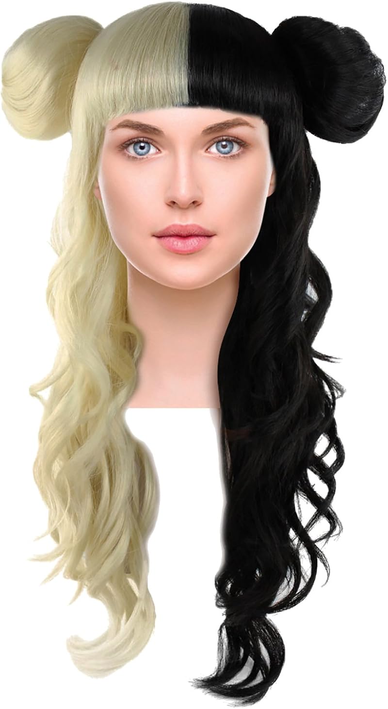 Amazon Com Long Curly Wig W Bangs Two Tone Hair Side Buns For