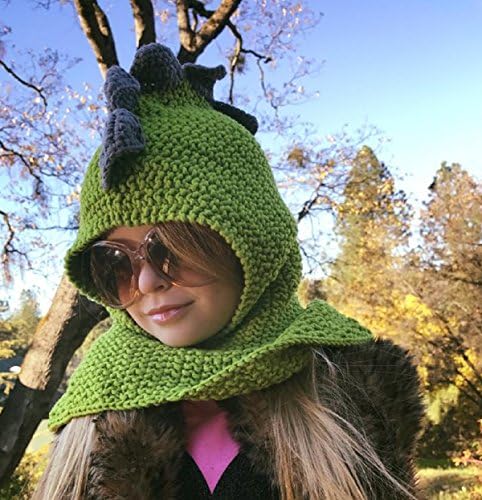 Milk protein cotton yarn handmade Green Dinasour Spikes Cowl and Hoodie