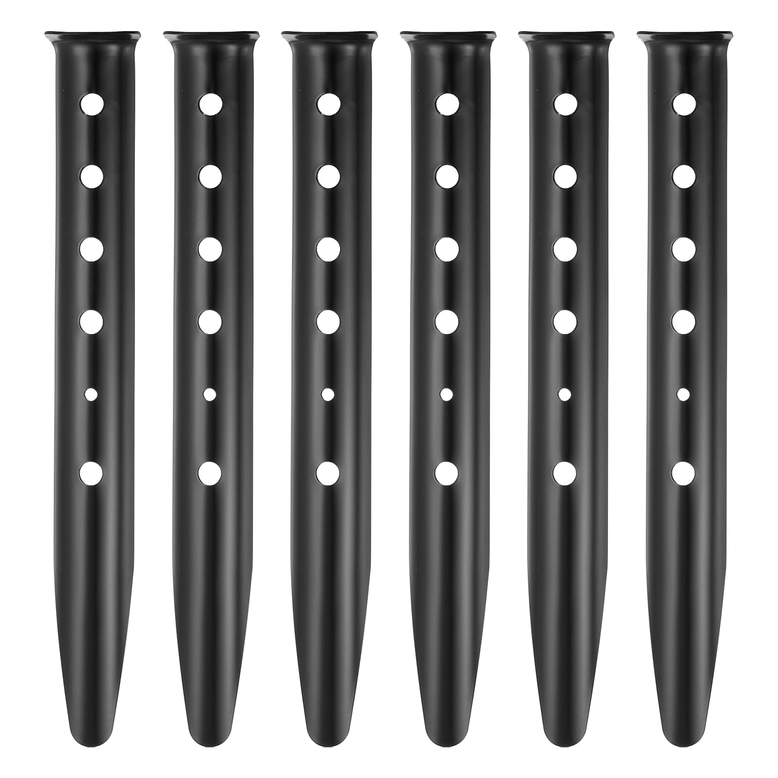 PATIKIL Aluminum Tent Stakes, 6 Pack Metal Camping Ground Pegs Camping Accessories Sand Stakes with 6 Holes for Tents Hammocks and Canopy, Black