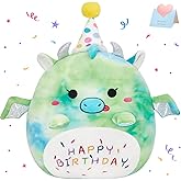 BSTAOFY 15'' Cute Happy Birthday Dinosaur Soft Plush Pillow Green Dinosaur Birthday Stuffed Animal Gifts for Boys Girls Baby Kids