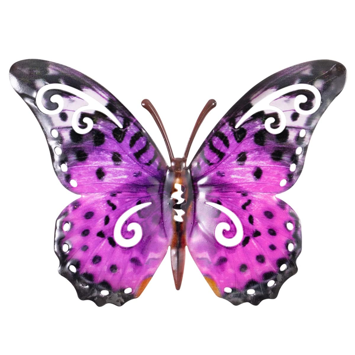 CIM Metal Wall Decoration – Butterfly Purple Dots – 24 cm x 18 cm – Animal 3D Wall Pictures – Wall Decoration Including Practical Wall Mount – Vivid Wall Sculpture