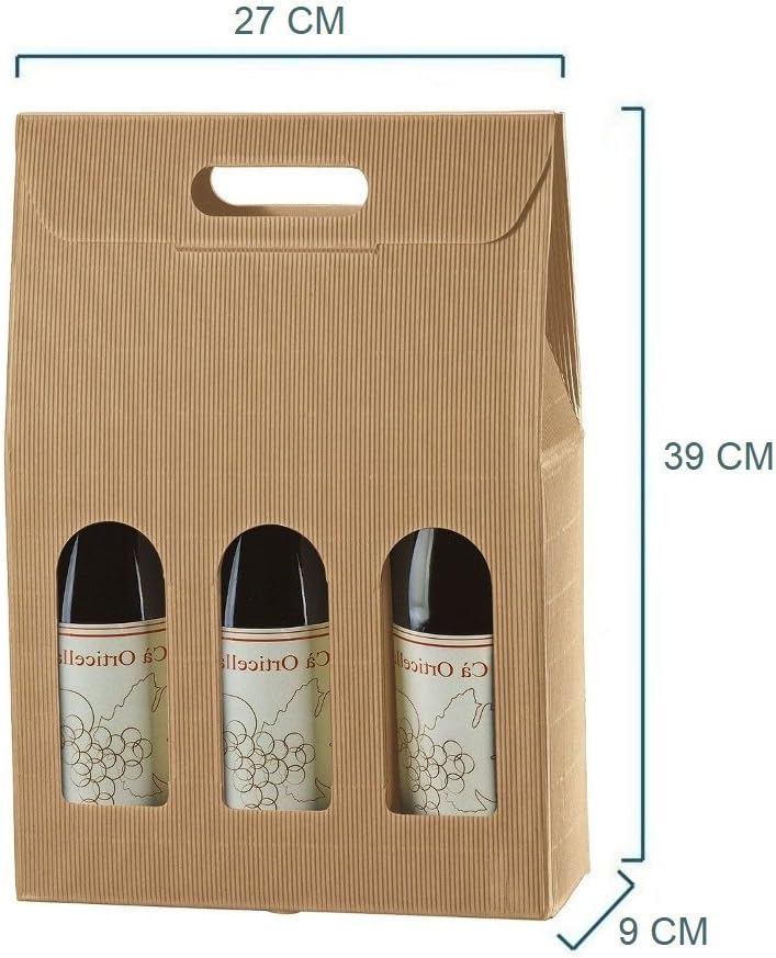 Caja porta botella (3 botellas) de cartón ondulado, 20 unidades: Amazon.es: Hogar