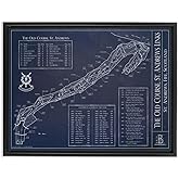 Old Course St Andrews Blueprint Map Framed Canvas (Black Frame, Art 18x24", total size 19.75x25.75")