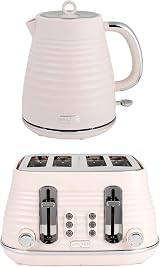 Salter Ripple Pink Toaster & Kettle Set 4-Slice 1630W 6 Browning Levels