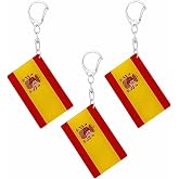 BQTBQT Spain Flag Keychain - Double Sided Acrylic D Shape Chains Spanish Flags Key Chains Men and Women Style Car Key chain Gifts Decoration (3 Pcs)