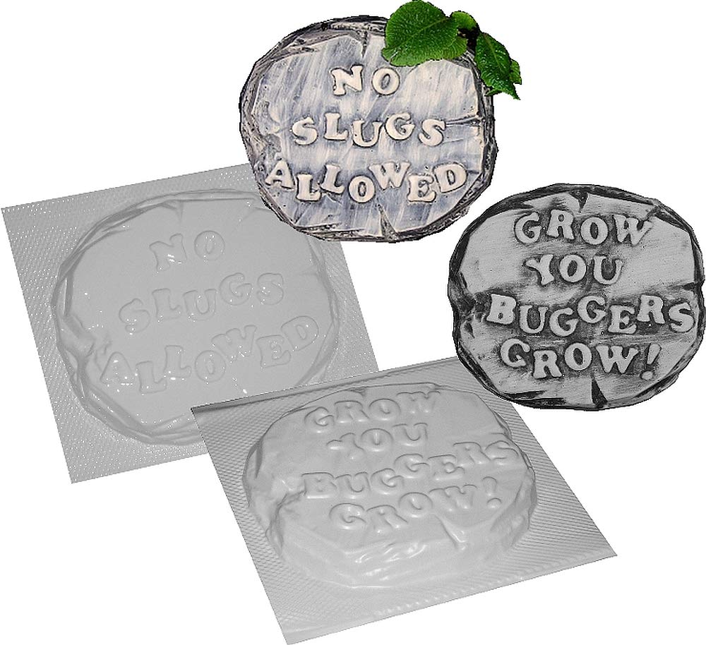 dennycraftmoulds 2 x Concrete Molds No Slugs Allowed Grow You Buggers Grow SET B