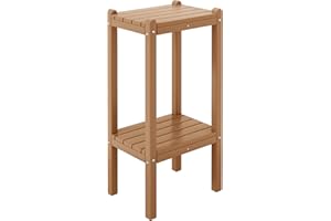 Costaelm Outdoor Side Table, 2-Tier Small Patio Coffee Tables for Outside, Outdoor End Tables for Patio, Adirondack Side Table for Outside, Outside Table for Pool, Porch, Garden, Teak