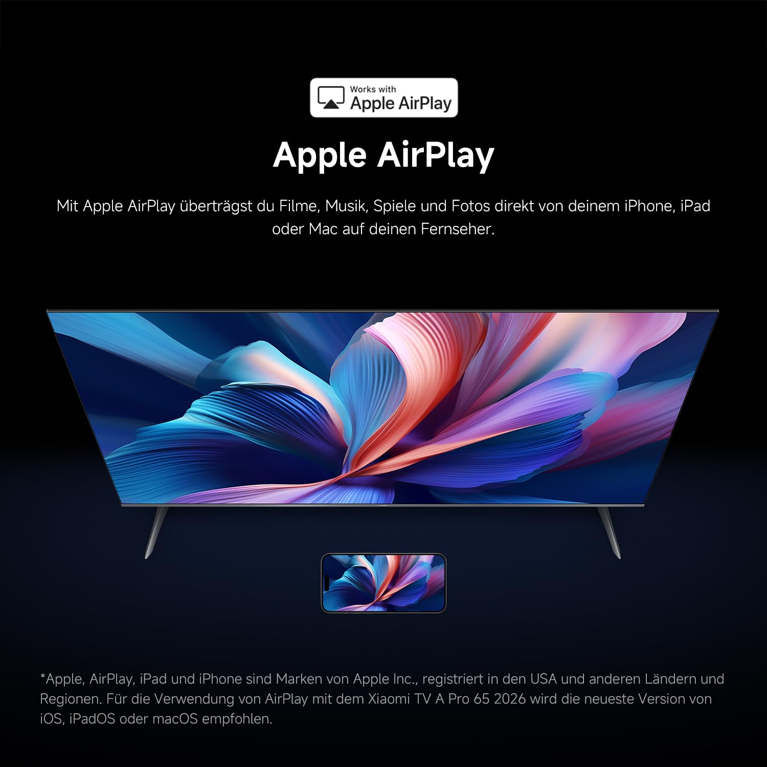 XIAOMI A Pro, 65" (165 cm), 4K UHD QLED, Smart TV, Google TV, Triple Tuner DVB-C/S/S2/T/T2, HDR10+, Game Boost 120Hz, MEMC, Sprachsteuerung mit, 2+8GB, Kompatibel mit Apple Airplay & Google Cast 4