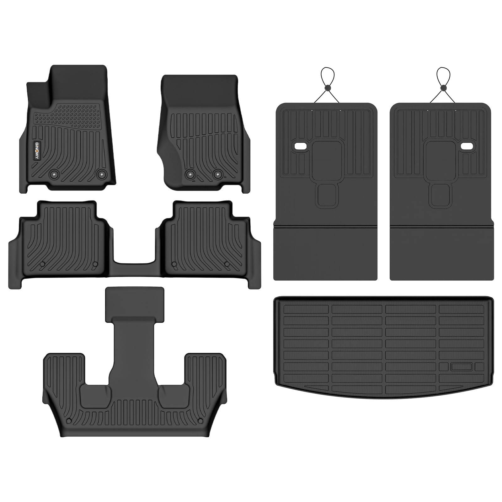 GINOWY-Floor Mats & Cargo Liner for Jeep Grand Cherokee L 2021-2025 (6 Seats Without Center Console), TPE All Weather Car Mats Rubber Mats Accessories for Grand Cherokee L Trunk Mat Image