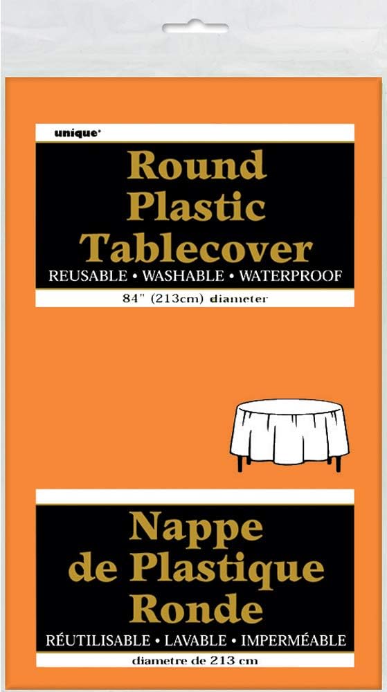 Orange Plastic Table Cover Round: Party Tablecovers: Kitchen & Dining