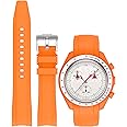 Niziruoup Bands for MoonSwatch Watch Curved end No Gap,Premium Silicone Rubber Watch Strap 20mm Compatible with Omega X Swatch Moonswatch,Universal Curved End 20mm 22mm Replacement Band for Men Women