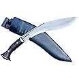Gurkha Authentic Hand-Hammered Kukri Knife 11 IN Fixed Blade World War II Historic Khukuri Kukri Full Tang with 2 Small Knives & Leather Sheath Hand Forged By Local Cast Blaksmith In Nepal