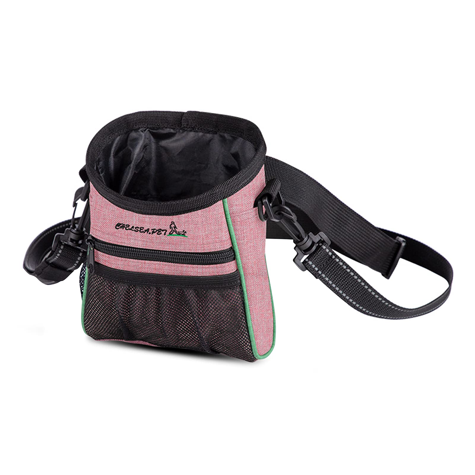 PETCUTE Dog Treat Pouch,Hands Free Dog Treat Waist Pouch Bag with Built-in Poop Bag Dispenser,Multiple Pockets,Waterproof Dog Walking Bag with Adjustable Belt and Reflective Shoulder Strap