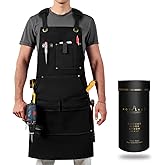 ROTANET Woodworking Apron for Men, Canvas Work Aprons Waterproof Heavy Duty Tool Pockets for Shop Carpenter Woodworkers Gifts