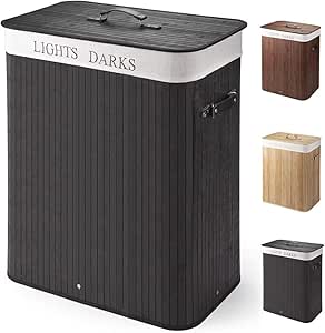 Virklyee Cesto para la Colada de Bambú Cesto para Ropa Bambú 100 L