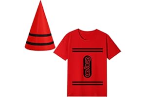 Clovilet 2 Pcs Halloween Crayon Costume Include Crayon Shirt and Cone Hats for Men Women Group Dress Up