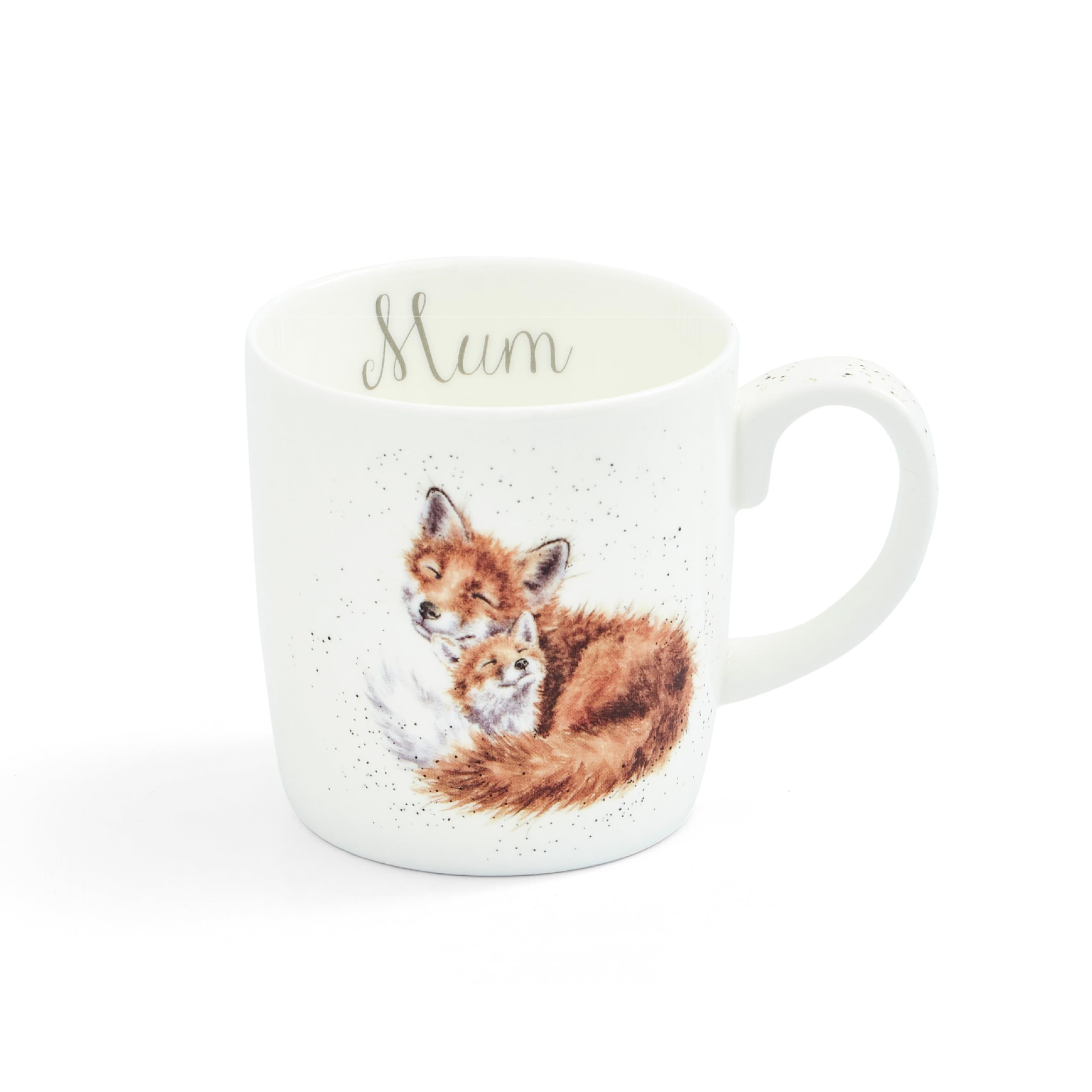 Ceramic Large Mum Mug With Foxes Design 0.4L, Multi coloured