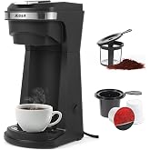 Aiosa Single Serve Coffee Maker, KCup &amp; Ground Coffee, One-Touch Brewing | Ready in 120 seconds for fast, fresh coffee at home, office, dorm, RV, or while traveling, perfect for busy mornings