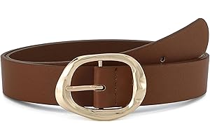 Earnda Leather Belts for Women Casual Fashion Waist Belt with Liquid Shapes Gold Buckle for Jeans Pants Dresses