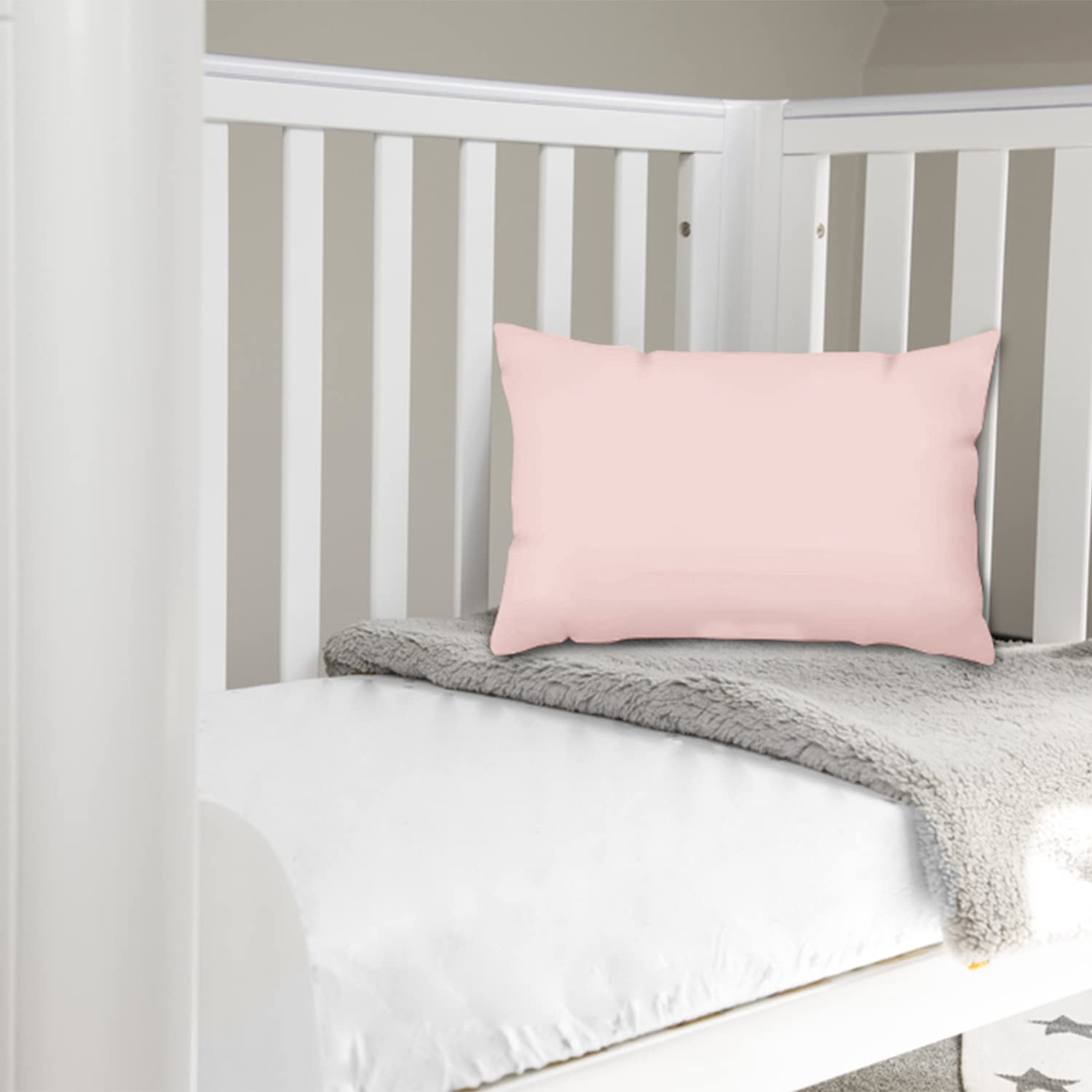 Pizuna Toddler Pillow Cases 33 x 46 cm, Light Pink, 400 Thread Count 100% Long Staple Cotton Crib Pillowcase Set of 2, Soft Sateen Weave Baby Pillow Cover — image 1