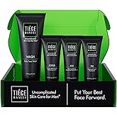 Tiege Hanley Skin Care Set for Men, Essential Routine, System Level 1, Daily Face Wash, Facial Scrub, Moisturizer With SPF, and Night Cream for Healthy, Hydrated Skin, Men’s Skin Care, 4 Piece Kit