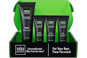 Tiege Hanley Skin Care Set for Men, Essential Routine, System Level 1, Daily Face Wash, Facial Scrub, Moisturizer With SPF, and Night Cream for Healthy, Hydrated Skin, Men’s Skin Care, 4 Piece Kit