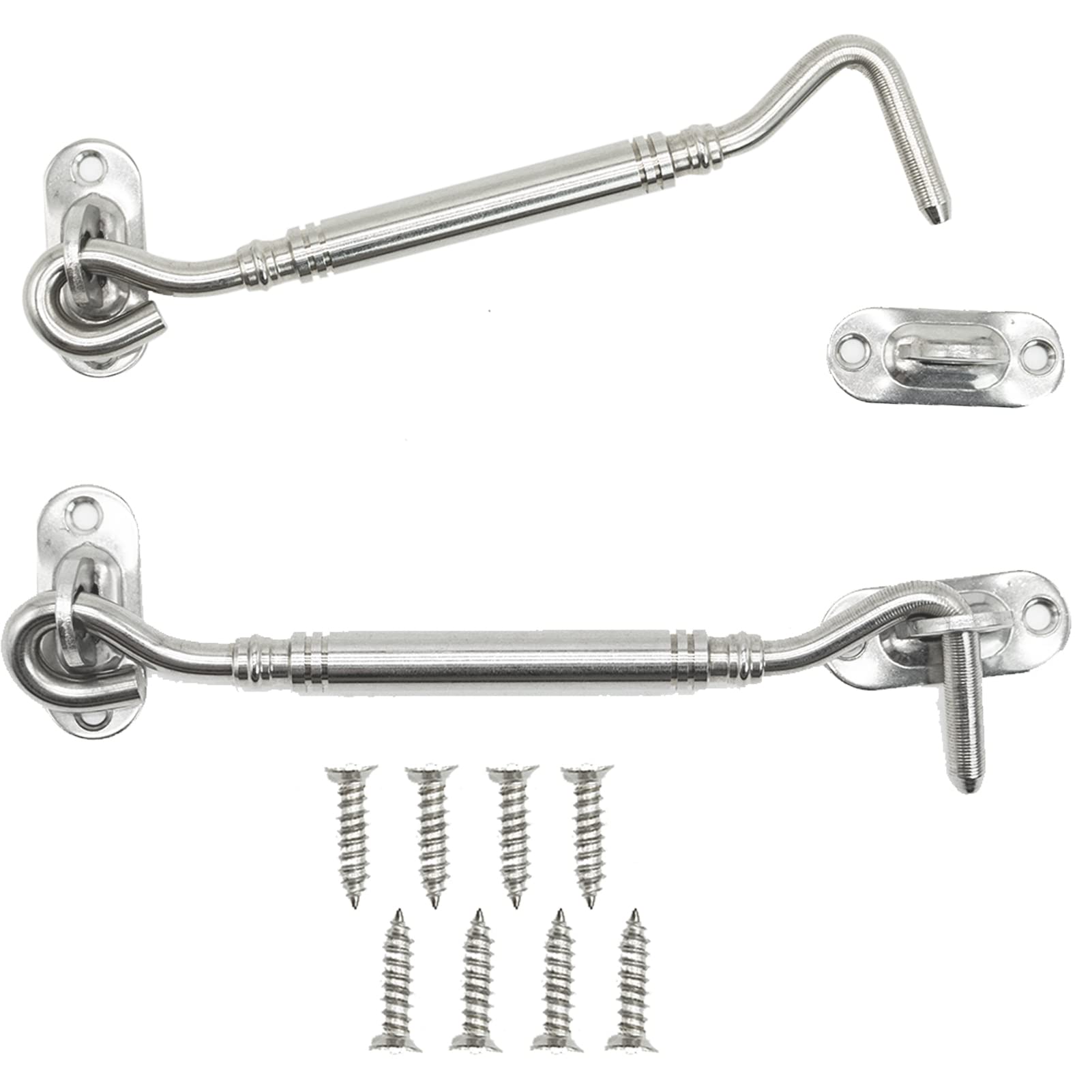 Cabin Hook 6 Inch Hook and Eye Latch 2 Pcs Stainless Steel Cabinet Latches for Door Gate Window Closet Shed