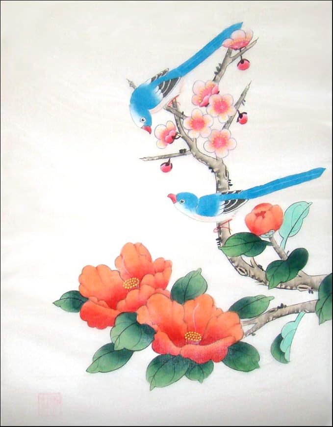 Original Chinese Silk GongBi Painting Birds & Flowers Oil Paintings Paintings