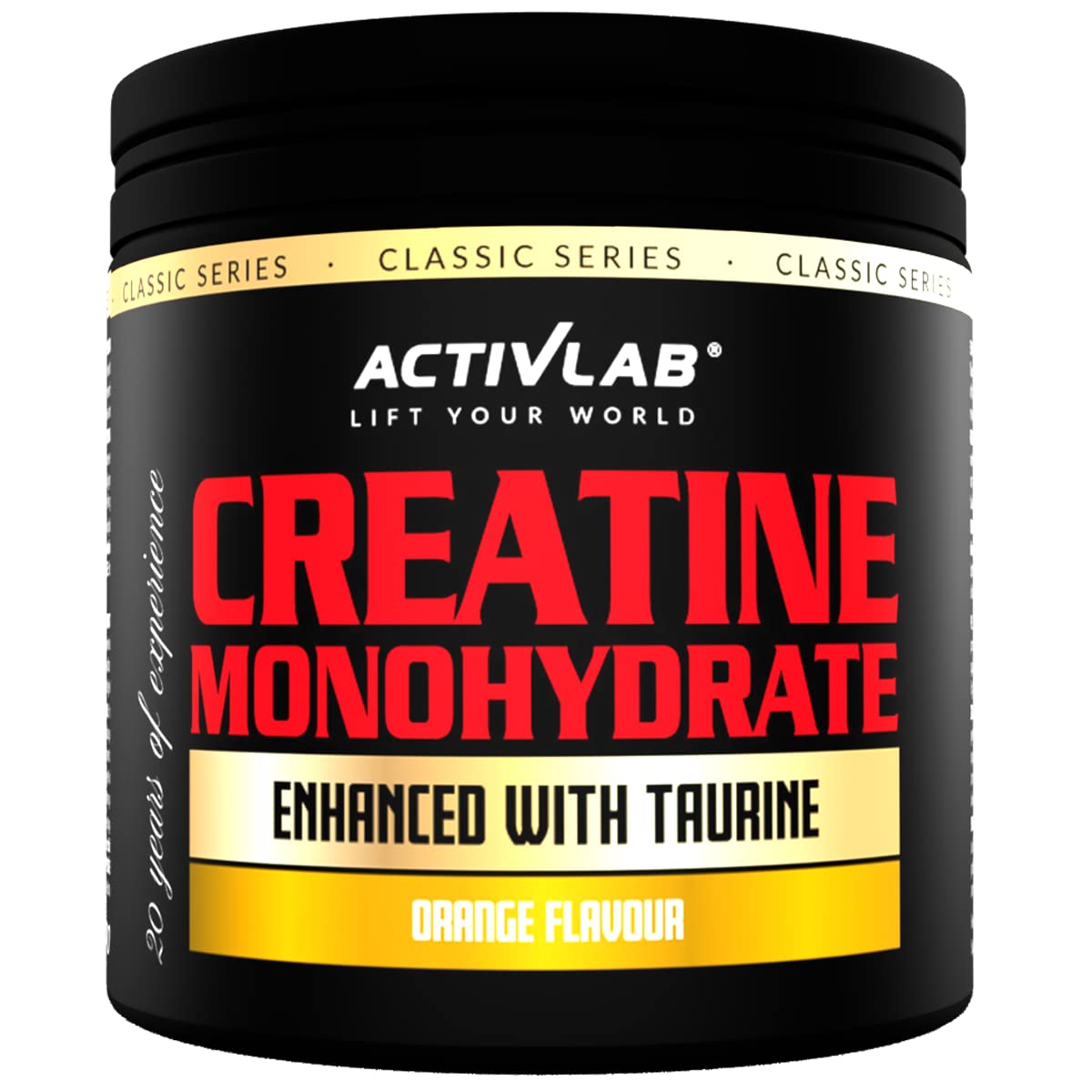 Activlab Creatine Monohydrate - Jar 300g - 50 Servings - Orange Flavor - Contains Taurine - Increasing Strength - Powder - 3X lab Tested, by Unipro
