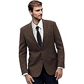 Lipoon Retro Mens Suit Blazer Tweed Herringbone Suit Jackets Slim Fit Sport Coats Prom Business Casual Tux Wedding Blazers
