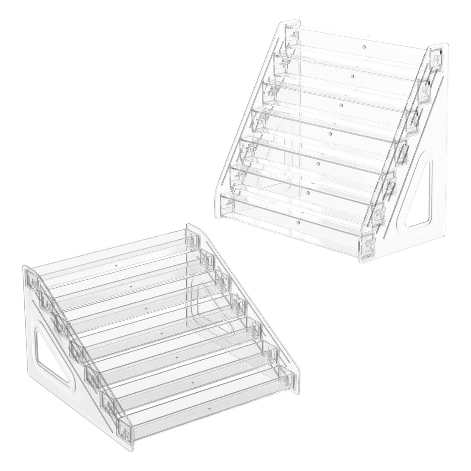 Photo 1 of 2 Pack Card Display Stand for Trading Card Greeting Card Display Stand, Versatile 7 Tier Figurine Crystal Display Shelf for Collectibles, Pops, PSA Cards, Sports Cards, Business Cards